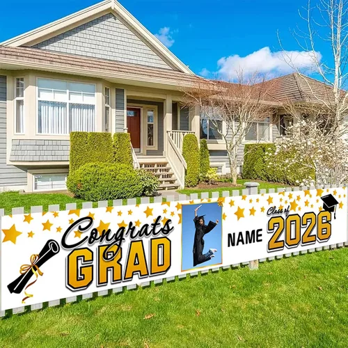 Vista 13 de Decoraciones personalizadas para fiestas de graduación 2026 – Cartel de felicitación de graduación grande – Cartel de fondo de graduación