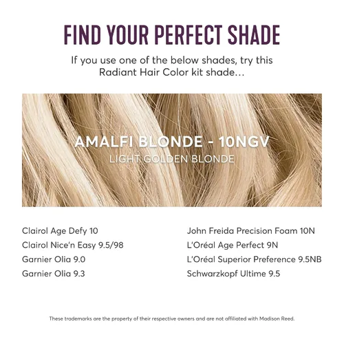 Vista 7 de Madison Reed - Kit de tinte radiante para el cabello, tinte permanente para el cabello, cobertura de canas superior, sin amoníaco, rubio Amalfi