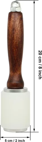 Vista 3 de Martillo de tallado de cuero de 8 pulgadas, martillo de nailon con mango de madera, mazo de tallado para manualidades, estampado y costura