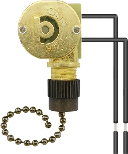 Vista 10 de Paquete de 2 interruptores de luz para ventilador de techo, Zing Ear ZE-109, bronce fácil de instalar, cables de extracción de encendido y apagado