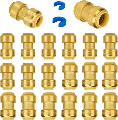 Vista 17 de SUNGATOR Acoplamiento recto a presión de 1 pulgada, PEX de empuje para conectar, cobre, CPVC, accesorios de plomería de latón sin plomo con clip