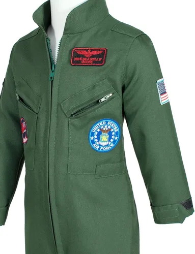 Vista 4 de Bosvin - Disfraz de piloto de combate para niños, traje de vuelo