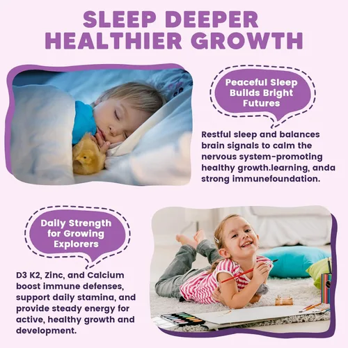 Vista 4 de Gomitas de glicinato de magnesio para niños y adultos, suplemento de magnesio de 400/200 mg con L-teanina, manzanilla, D3 y K2, gomitas para dormir