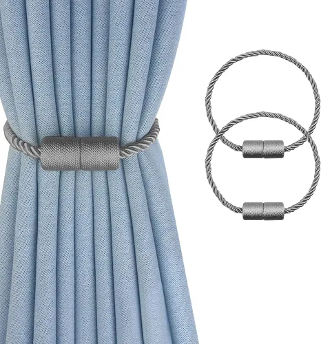 Vista 19 de Paquete de 2 alzapaños magnéticos fuertes para cortinas para exteriores, alzapaños decorativos modernos, hechos a mano, sujetadores decorativos