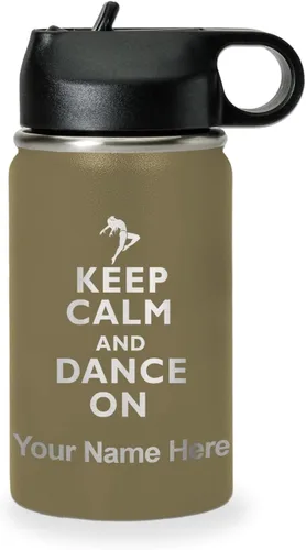 Vista 59 de LaserGram Botella de agua personalizada, mantén la calma y baila, acero inoxidable de doble pared aislada al vacío con popote superior, regalo Rosa