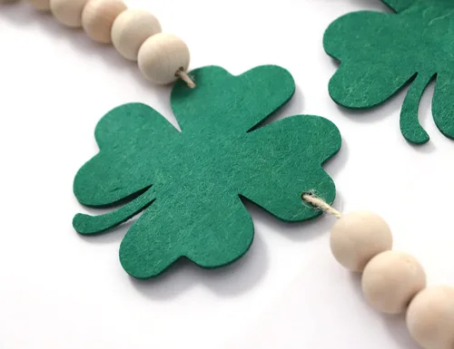 Vista 9 de Cartel de decoración temática de trébol de la suerte, suministros para fiesta del día de San Patricio, guirnalda de trébol de 4 hojas