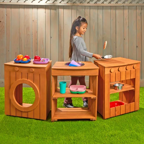 Vista 4 de Juego de cocina al aire libre, juego de cocina para niños, cocina de barro para niños, juego al aire libre, juego para niños al aire libre, casa