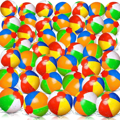 Vista 7 de Zhanmai Paquete de 100 pelotas inflables de playa de 5 pulgadas, pelota de playa de verano de 5 pulgadas, juguete para fiestas en la piscina