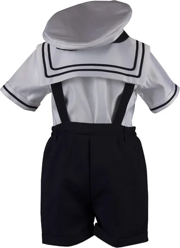 Vista 3 de Lito Childrens Wear Conjunto corto de marinero azul marino para bebés y niños con sombrero de capitán Azul marino 2T