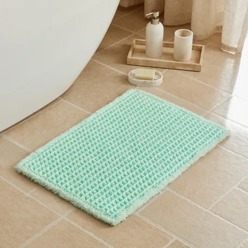 Vista 19 de Triohero Tapete de baño con diseño de gofre, tapete de baño pequeño y bohemio, antideslizante, lavable, ultra suave, súper absorbente, de secado