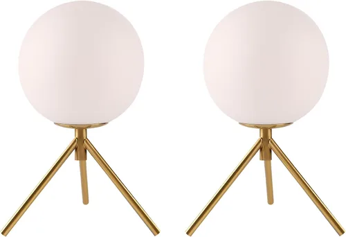 Vista 12 de Globe - Lámpara de mesa de noche, moderna lámpara de mesa de noche de cristal de mediados de siglo, lámpara de escritorio dorada para dormitorio, 1