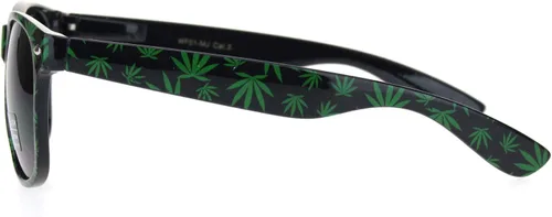 Vista 3 de SA106 Gafas de sol de marihuana para hombre, diseño hipster, con borde de cuerno negro