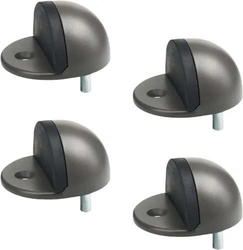 Vista 8 de Tope de puerta de piso de níquel satinado con almohadilla de goma, tapón de puerta en forma de semicírculo, acero inoxidable para proteger la pared