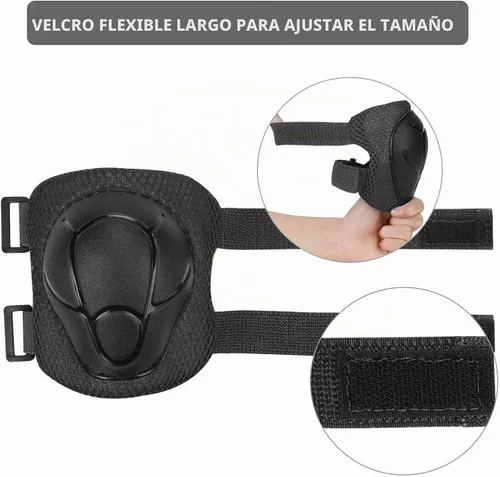 Vista 4 de KUYOU Rodilleras para Niños Coderas Protectores Equipo de Protección Conjunto Equipo de Seguridad para Patines de Ruedas Ciclismo Bicicleta BMX Negro