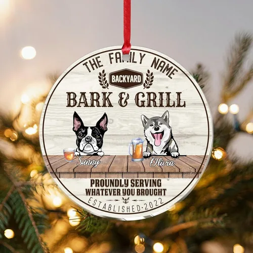Vista 26 de SILYHEART Adorno acrílico navideño de perro toro francés y mastín napolitano, adornos de sublimación de Navidad, nombre de perro, divertido perro