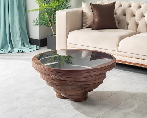 Vista 8 de by Papella Design, Mesas de centro de nogal natural Veener para sala de estar, mesa rústica, mesa de centro para sala, mesa central, mesa