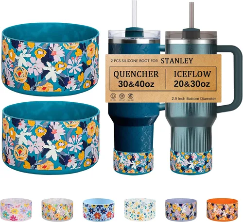 Vista 40 de HEYSKAY Base protectora de silicona para botas Stanley Quencher Adventure de 40 onzas y vaso Stanley IceFlow de 20 onzas y 30 onzas, y compatible