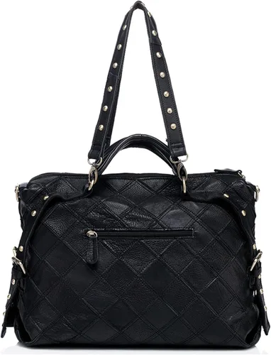 Vista 6 de Bolso de mano multicolor para mujer, diseño abstracto, bolso de hombro de cuero genuino