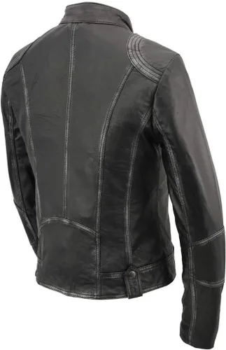 Vista 7 de Chaqueta de cuero Milwaukee Leather SFL2830 para mujer estilo Scuba de piel de oveja negra