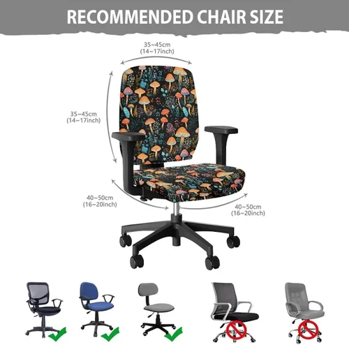Vista 7 de Funda protectora elástica para silla de oficina con diseño de hongos artísticos, funda giratoria elástica para silla de escritorio, adecuada