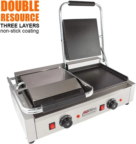 Vista 8 de ALDKitchen Panini - Parrilla de prensa para sándwich con control de temperatura ajustable, cabezal doble de 9 x 9 pulgadas (acanalado/liso)