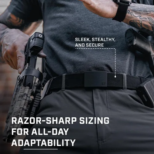 Vista 5 de Savage Tacticians EDC Ratchet Belt for Men - Tactical 1.5" Nylon Gun Belt - Matte Black Strap for Concealed Carry