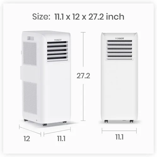 Vista 9 de TOSOT - Aire acondicionado de 9,000 BTU más fácil de instalar, silencioso y portátil 3 en 1, deshumidificador, ventilador para habitaciones de hasta