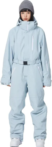 Vista 6 de ALSOGO Traje de esquí de una pieza para mujer, overol impermeable con aislamiento para nieve, con cinturón desmontable para deportes de nieve