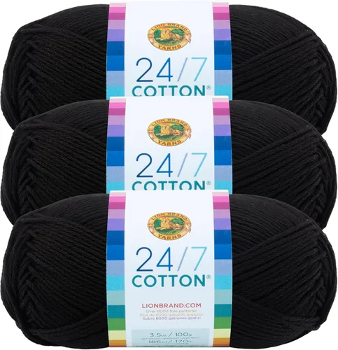 Vista 15 de Lion Brand Yarn - Hilo ligero 24/7 de algodón para tejer, hacer ganchillo y manualidades, Ámbar, paquete de 1 Light Worsted 100% Mercerized Cotton