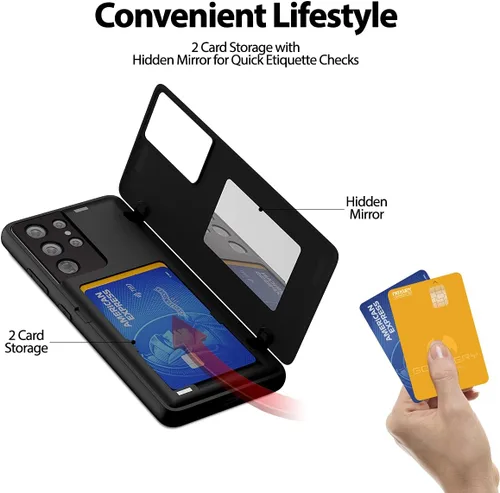Vista 3 de GOOSPERY Parachoques Magnético Compatible con Galaxy S21 Ultra, Funda Tipo Billetera con Porta Tarjetas, Cierre Automático por Imán, Protección