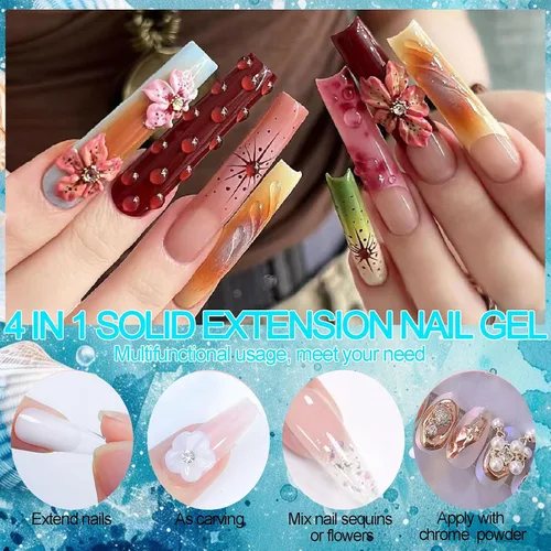 Vista 3 de Gel de escultura 3D para arte de uñas, 2 piezas de gel sólido no pegajoso para crear esculturas a mano y geles de moldeo 3D duros con Pro Brush UV