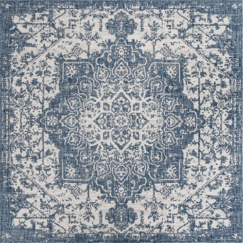 Vista 43 de Unique Loom Jill Zarin Jill Zarin Outdoor Collection - Alfombra Dubái (3 pies 3 pulgadas, redonda, rosa y aguamarina/azul claro)