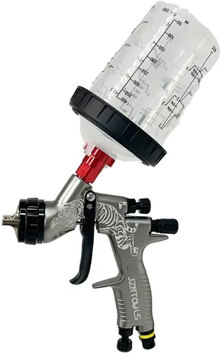 Vista 4 de HVLP - Pistola pulverizadora de aire de acero inoxidable de 0.051 in y 0.071 in, 20.3 fl oz y 13.5 fl oz, pulverizador de pintura de alimentación