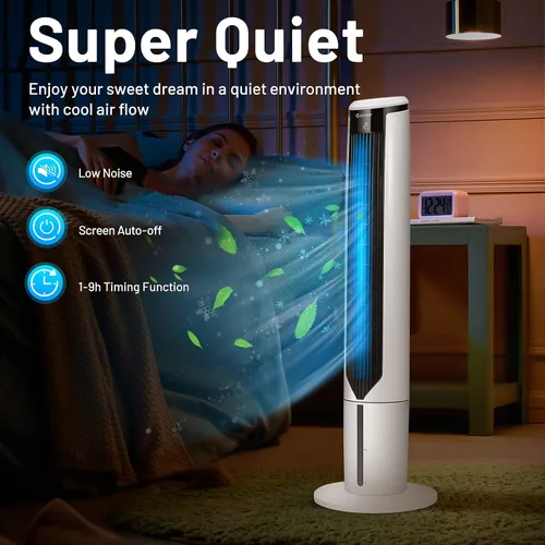 Vista 3 de COSTWAY Enfriador de aire evaporativo portátil para habitación, enfriador de 41 pulgadas con control remoto, enfriador oscilante de 70° con 4