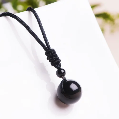 Vista 48 de iSTONE Collar unisex con dije de cuentas redondas auténticas, cadena de cuerda negra de 24 pulgadas para hombres y mujeres