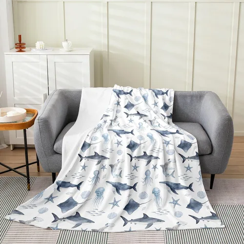 Vista 33 de Erosebridal Hammerhead Shark Flannel Blanket 40x50 Marine Life Fuzzy Plush Throw for Sofa Couch Hammerhead Shark Lover Gifts Ocean Sealife Fleece
