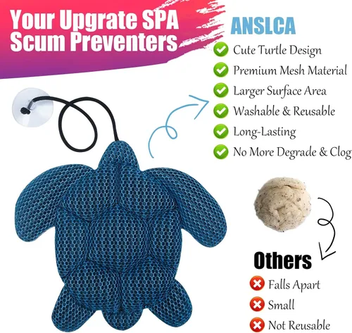 Vista 3 de ANSLCA Absorbedor de Escoria de Tina de Hidromasaje, Limpiador de Tina de Hidromasaje Scum Turtle, Esponjas de Tina de Hidromasaje para Remojar