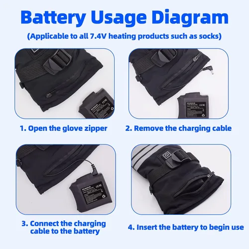 Vista 6 de 3500mAh*2+5000mAh*2 7.4V Lithium Polymer Batteries.Rechargeable Li-Polymer Batteries for Heated Gloves, Socks,and Jackets, Ideal for