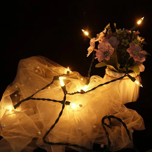 Vista 6 de MULTI-SPARKING Luces de Navidad de 5 pies con 10 bombillas, luces de extensión clásicas transparentes incandescentes mini, cable blanco, blanco