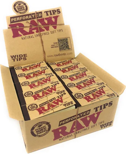 Vista 2 de Raw Papel de liar Puntas de Filtro de Algodón Ancho Perforado Caja Completa De 50 Paquetes