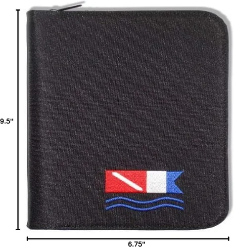 Vista 2 de Innovative Scuba Concepts Libro de registro de buceo - Negro con diseño de bandera alfa de buceo, 9-1/2 x 6-3/4