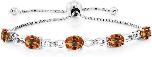 Vista 71 de Gem Stone King Pulsera de tenis de diamantes cultivados en laboratorio con piedra natal de 3-6 quilates para mujer, plata de ley 925, ovalada