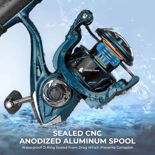 Vista 4 de KastKing MegaJaws Elite Spinning Fishing Reel - 6.2:1/5.2:1 Gear Ratio Fishing Reel, 39.5Lbs Max Drag, Ultra Lightweight & Powerful, 10+1 Stainless