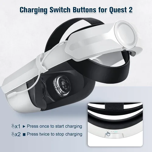 Vista 2 de NEWENMO - Correa de élite integrada de 6000 mAh con batería para Oculus Quest 2, correa de cabeza mejorada con paquete de batería Quest 2, comodidad