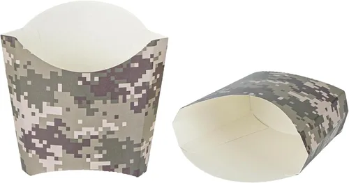 Vista 37 de Restaurantware Bio Tek - Taza de papas fritas desechables de 4.7 x 3.5 x 5.1 pulgadas, 100 vasos desechables para refrigerios, papel azul y blanco