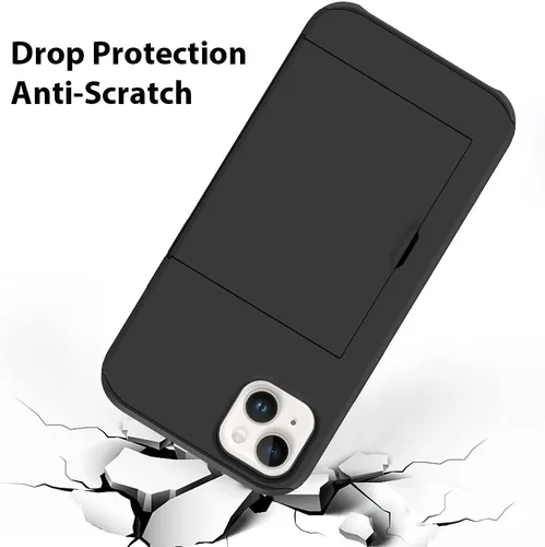 Vista 4 de ZIYE Funda para iPhone 13 con tarjetero, funda tipo cartera, antiarañazos, doble capa, bolsillo oculto, a prueba de golpes, compatible con iPhone 13