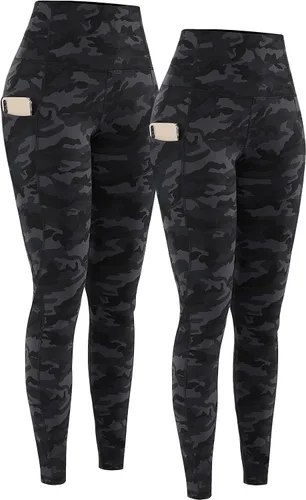 Vista 18 de PHISOCKAT Paquete de 2 pantalones de yoga de cintura alta con bolsillos, leggings de control de abdomen, leggings de yoga elásticos en 4 direcciones
