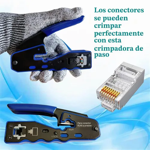 Vista 5 de Gaobige 100-Pack de conectores de paso RJ45 Cat6 Cat6A, conectores blindados de 1.2mm para cable sólido de 23AWG y cable estándar