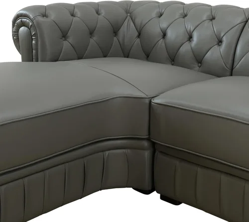 Vista 5 de Sofá seccional en forma de L, conjunto de sofás de cuero, sofá grande de piel de vaca con sillón reclinable a la izquierda, adecuado para oficina