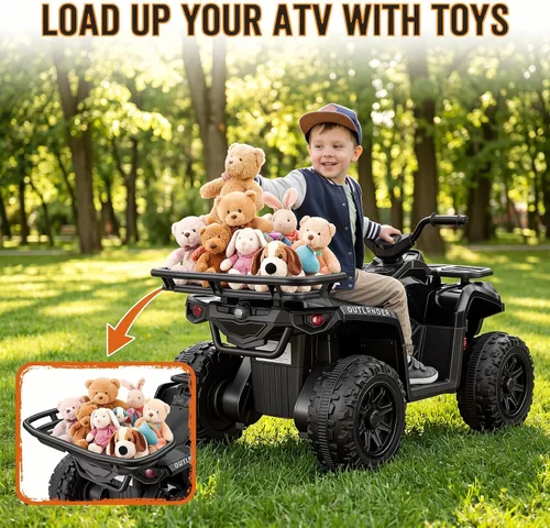 Vista 6 de Hikole 24V ATV 4 ruedas para niños 3-6, paseo eléctrico Quad, ruedas Negro